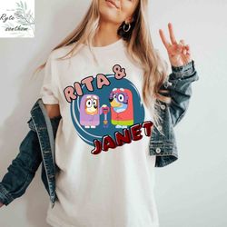 bluey and bingo rita & janet grannies comfort colors shirt, bluey and bingo gran