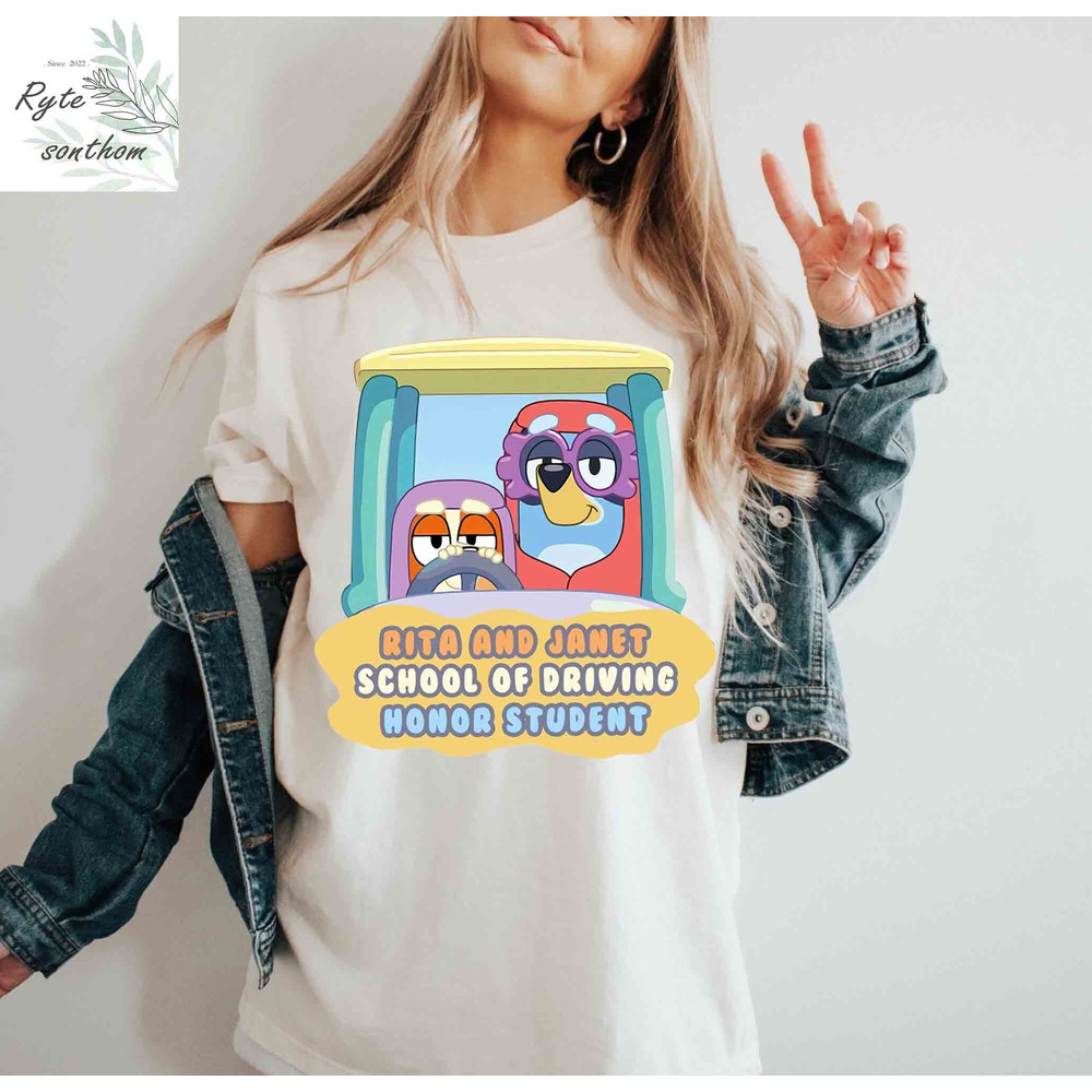 Bluey and Bingo - Rita and Janet School of Driving Horror Student Comfort Colors® Shirt, Bluey and Bingo Grannies Meme Shirt - 1.jpg