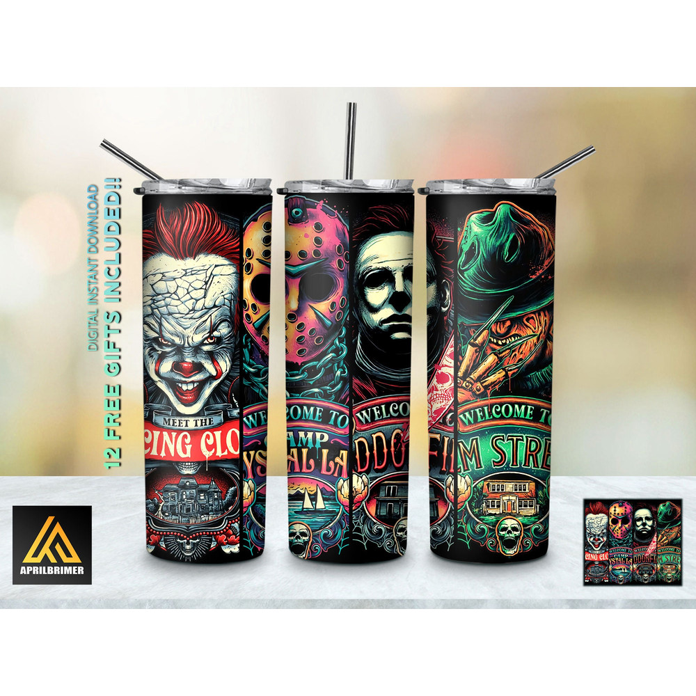 Horror Characters Tumbler,Horror Characters Skinny Tumbler,Horror Character Eerie Whispers Skinny Tumbler.png