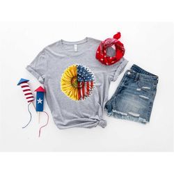 america sunflower shirt, usa flag t shirt, gift for american, 4th of july flag graphic t-shirt, freedom shirt, independe