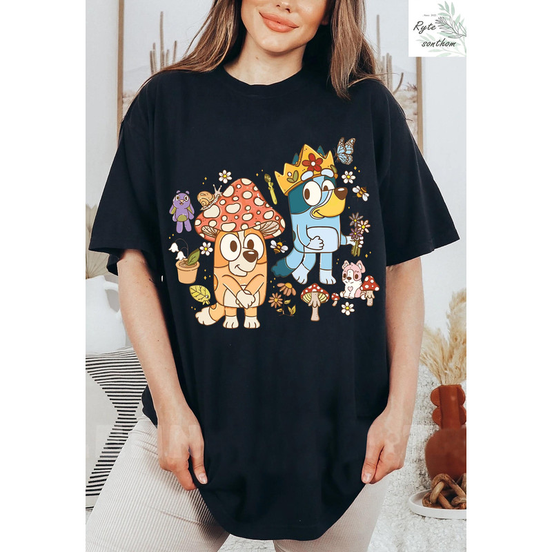 Bluey and Bingo Mushroom Retro Comfort Colors® Shirt, Bluey and Bingo Retro Shirt, Bluey and Bingo Shirt - 1.jpg