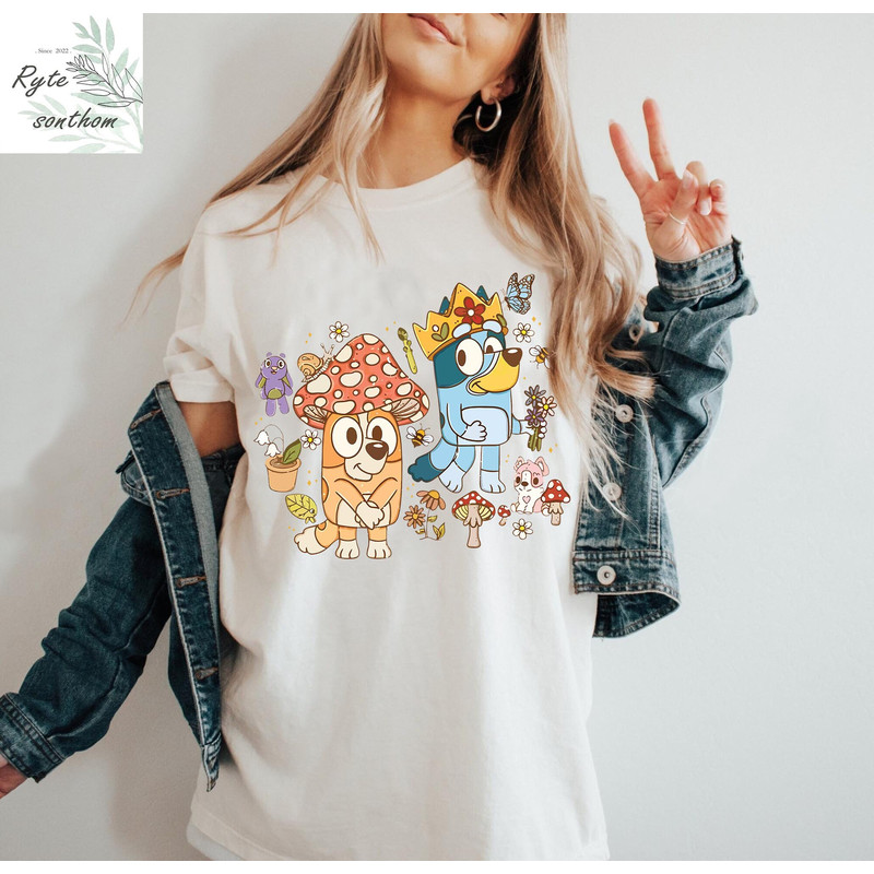 Bluey and Bingo Mushroom Retro Comfort Colors® Shirt, Bluey and Bingo Retro Shirt, Bluey and Bingo Shirt - 2.jpg