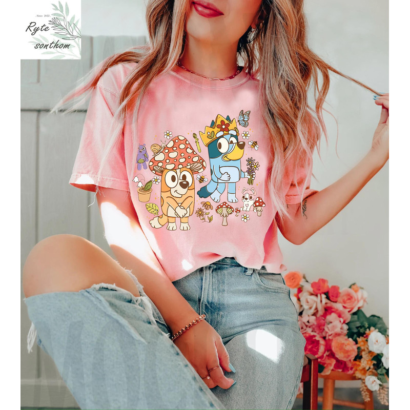 Bluey and Bingo Mushroom Retro Comfort Colors® Shirt, Bluey and Bingo Retro Shirt, Bluey and Bingo Shirt - 3.jpg