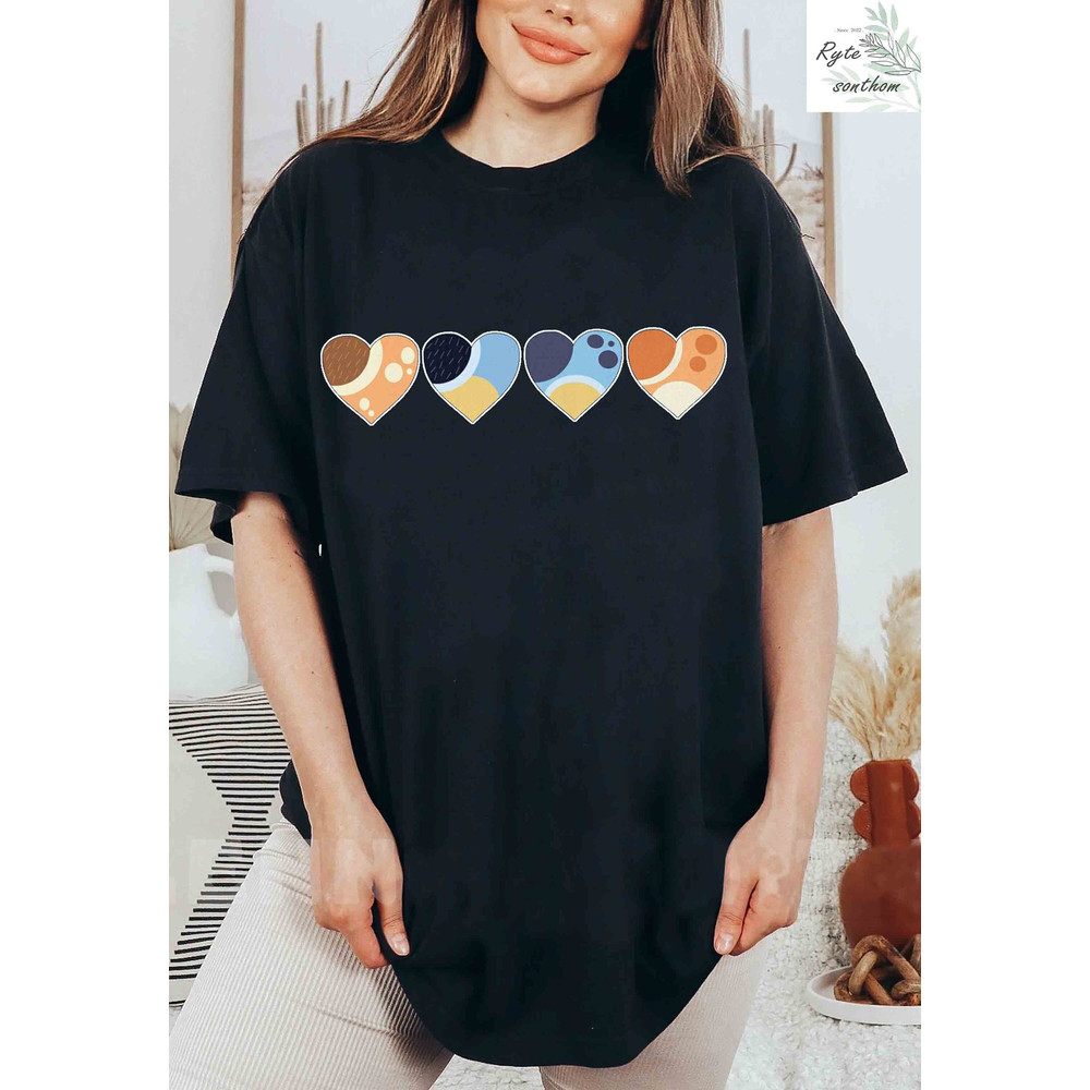 Bluey Family Hearts Comfort Colors® Shirt, Heeler Family Hearts Shirt, Bluey Family Hearts Shirt, Bluey Heart Clothes - 1.jpg
