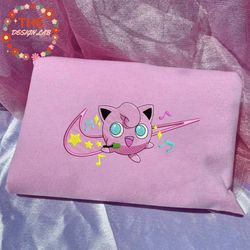 nike x jigglypuff embroidered sweatshirt, pokemon anime embroidered sweatshirt, anime embroidered crewneck, anime embroi