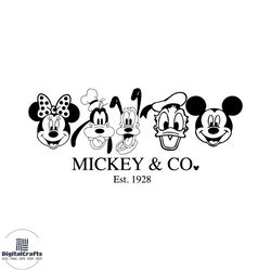 cartoon characters mickey and company est 1928 svg file for cricut