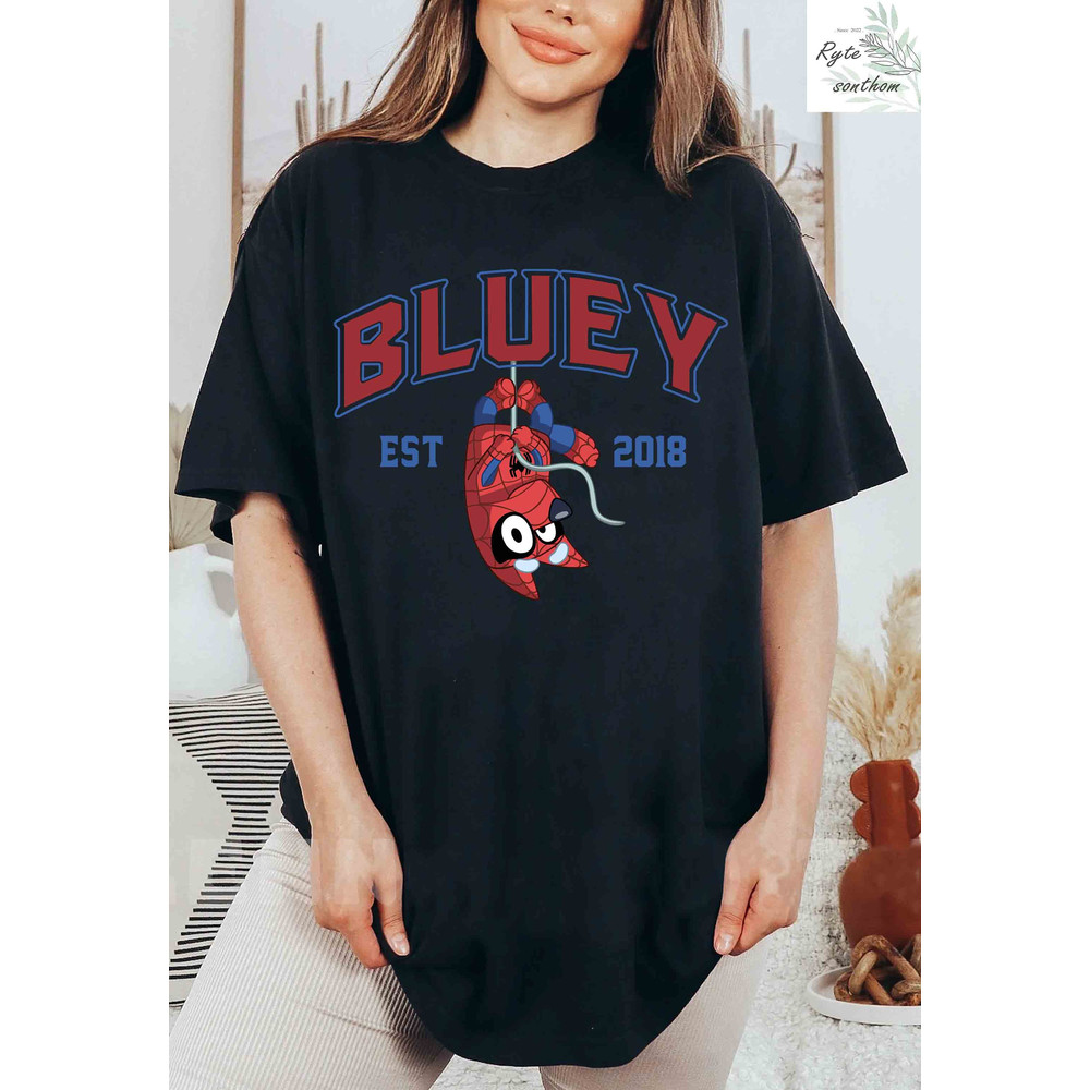 Bluey Spider Comfort Colors® Shirt, Bluey Spider Est 2018 Shirt, Superhero Bluey Premium Shirt, Bluey Est 2018 Shirt, Bluey Spider Tee - 2.jpg