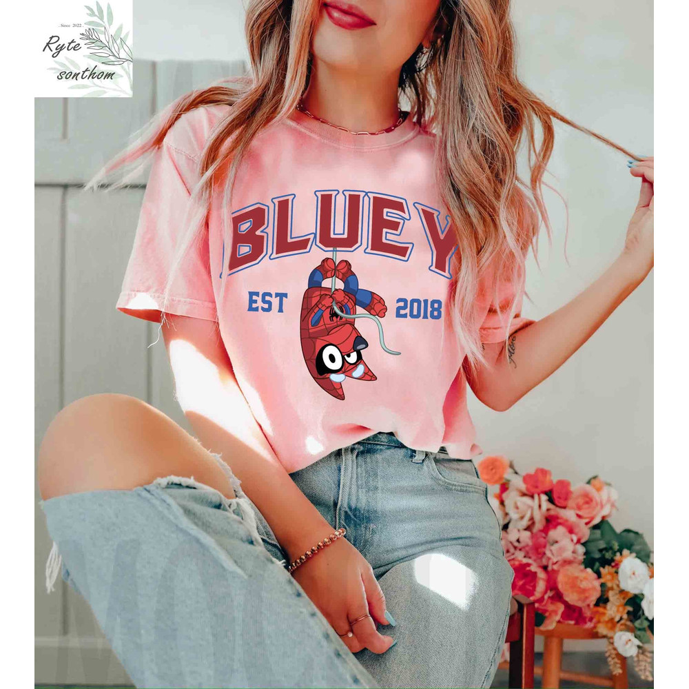 Bluey Spider Comfort Colors® Shirt, Bluey Spider Est 2018 Shirt, Superhero Bluey Premium Shirt, Bluey Est 2018 Shirt, Bluey Spider Tee - 3.jpg