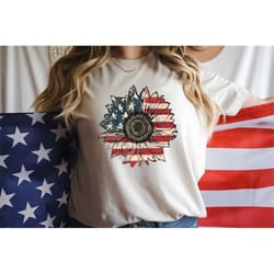 sunflower flag shirt, usa sunflower shirt, gift for american, 4th of july flag shirt, freedom shirt, independence day, r