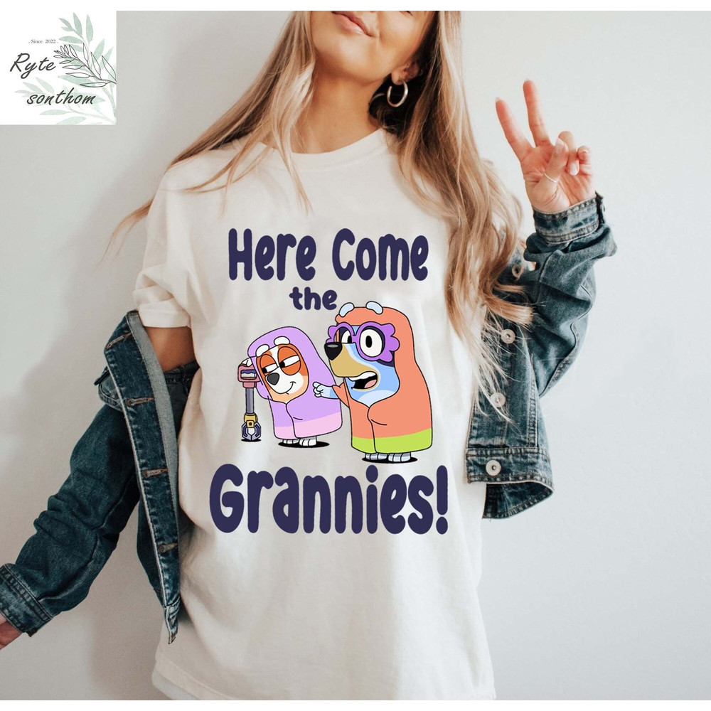 Bluey, Bingo, Here Come The Grannies Comfort Colors® Shirt, Bluey Grannies Squad Shirt, Bluey and Bingo Grannies Meme Tee - 1.jpg