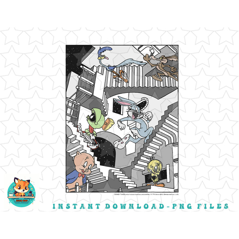 Looney Tunes Group Shot Stairways Portrait png, sublimation, digital download.jpg