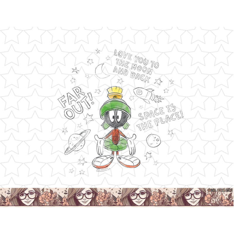 Looney Tunes Marvin The Martian Moon & Back png, sublimation, digital download .jpg