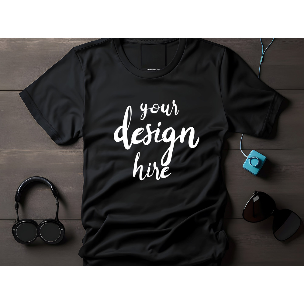 Black flat lay T shirt Mock up, Black gildan 5000 Tshirt, Digital Mock Up, Mockup photo,Tee Mockup, lifestyle mock up,T-Shirt Flat Lay - 1.jpg