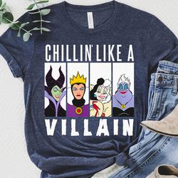 chillin like a villain shirt, disney villains group characters tee, walt disney
