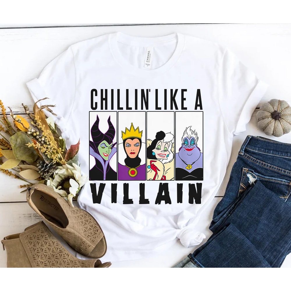 Chillin Like a Villain Shirt Disney Villains Group Characters Tee Walt Disney World T-shirt Maleficent Ursula Evil Queen Cruella - 2.jpg