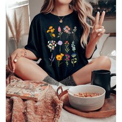 wildflowers shirt, cottagecore vintage flowers shirt, vintage botanical flowers, gardening aesthetic shirt, floral shirt