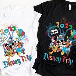 custom name mickey and friends disney 2023 trip shirt, personalized disney world