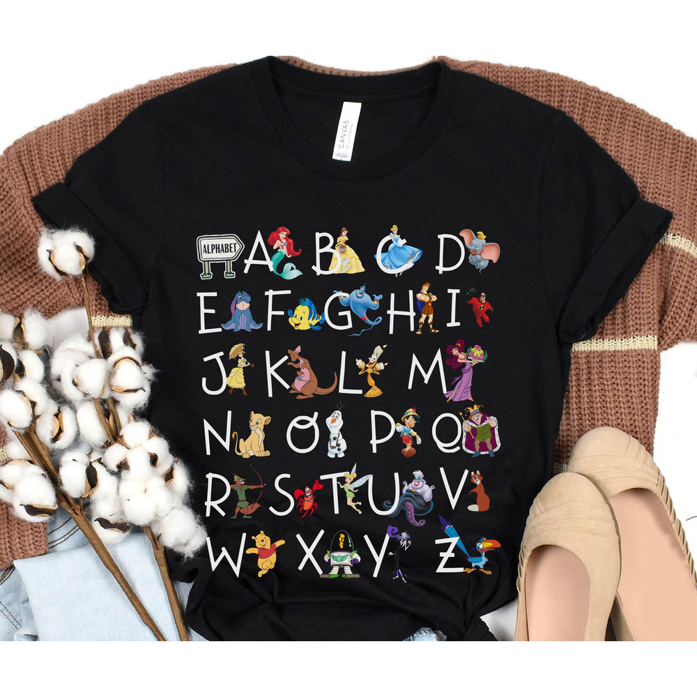 Disney Alphabet Characters from A to Z Shirt Disney Teacher T-shirt Walt Disney World Teacher Appreciation Disney Kindergarten Tee - 2.jpg