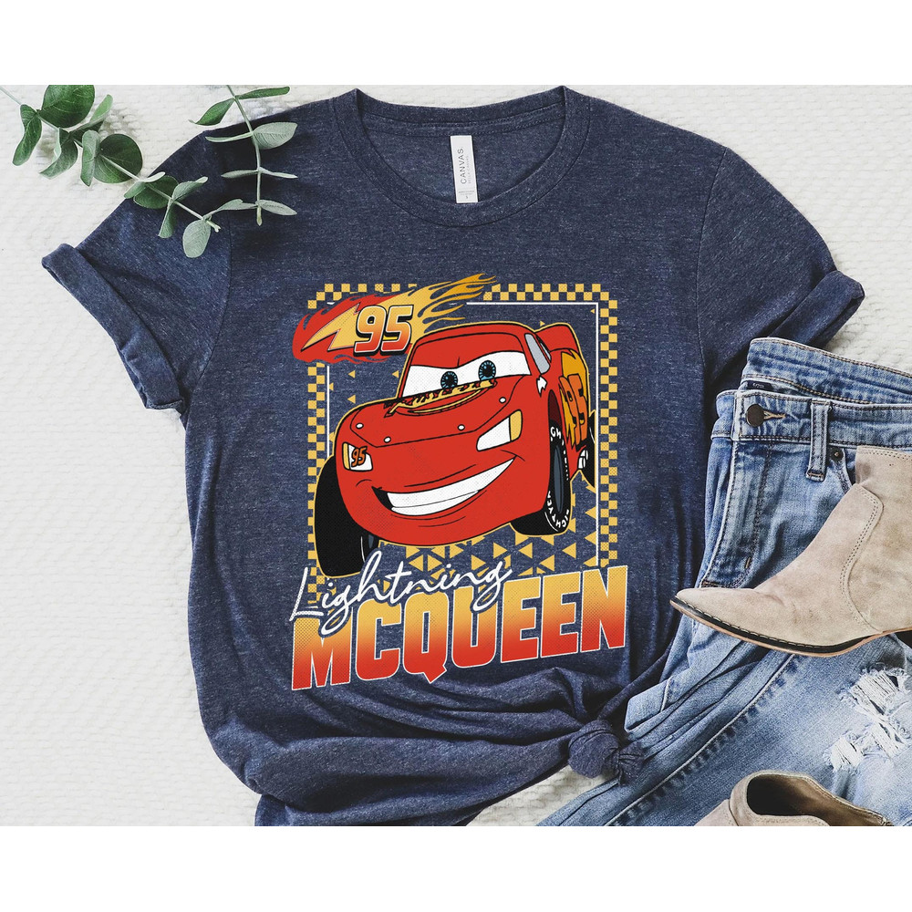 Disney Checkerboard Lightning Mcqueen Shirt Disney Cars Movie Tee Walt Disney World T-shirt Disneyland Trip Disney Birthday Gift - 1.jpg