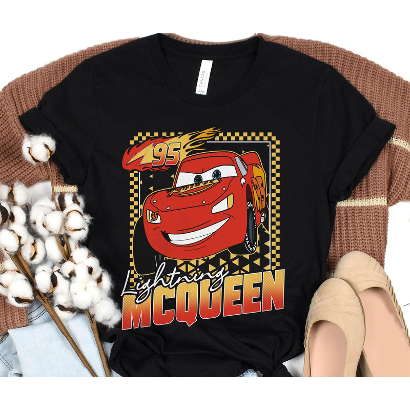 Disney Checkerboard Lightning Mcqueen Shirt Disney Cars Movie Tee Walt Disney World T-shirt Disneyland Trip Disney Birthday Gift - 3.jpg