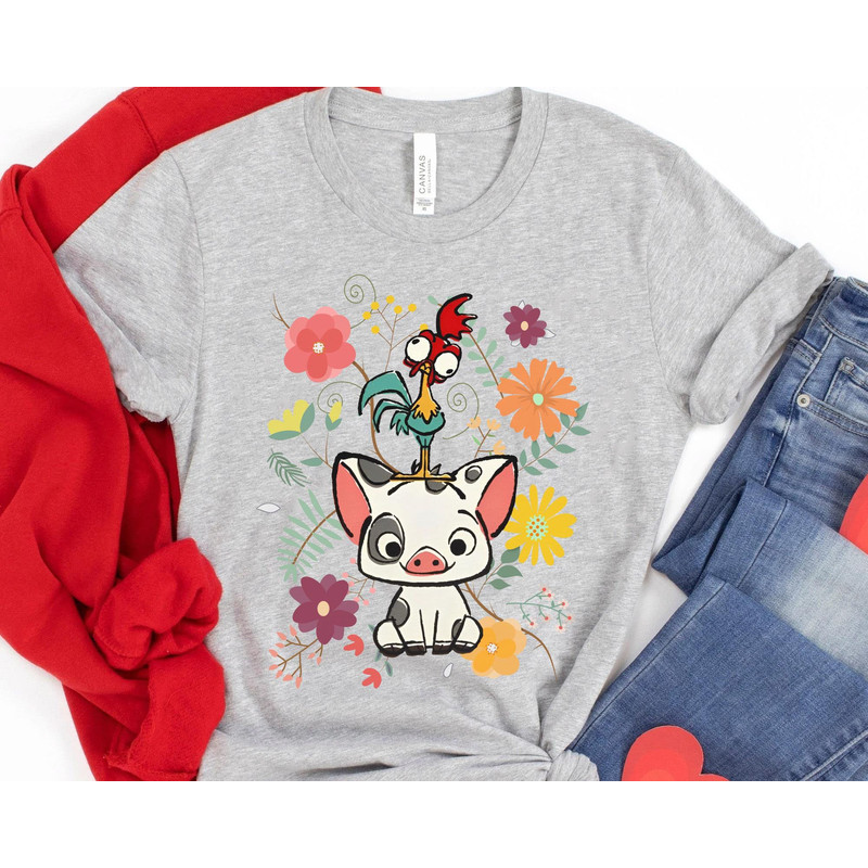 Disney Moana 70s Style Floral Pua And Hei Hei Shirt Disney Moana Movie T-shirt Disney Birthday Walt Disney World Disneyland Trip - 2.jpg