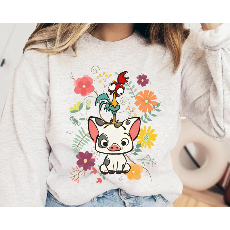 Disney Moana 70s Style Floral Pua And Hei Hei Shirt Disney Moana Movie T-shirt Disney Birthday Walt Disney World Disneyland Trip - 3.jpg
