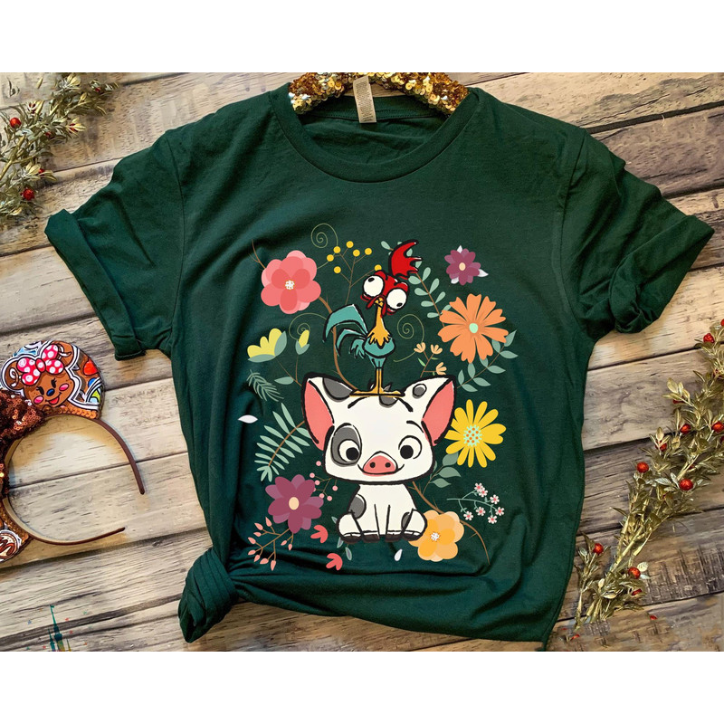Disney Moana 70s Style Floral Pua And Hei Hei Shirt Disney Moana Movie T-shirt Disney Birthday Walt Disney World Disneyland Trip - 4.jpg