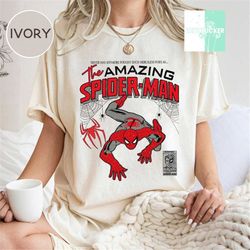 marvel spider-man peter parker retro comics book cover vintage shirt, mcu comic fans unisex t-shirt family birthday gift