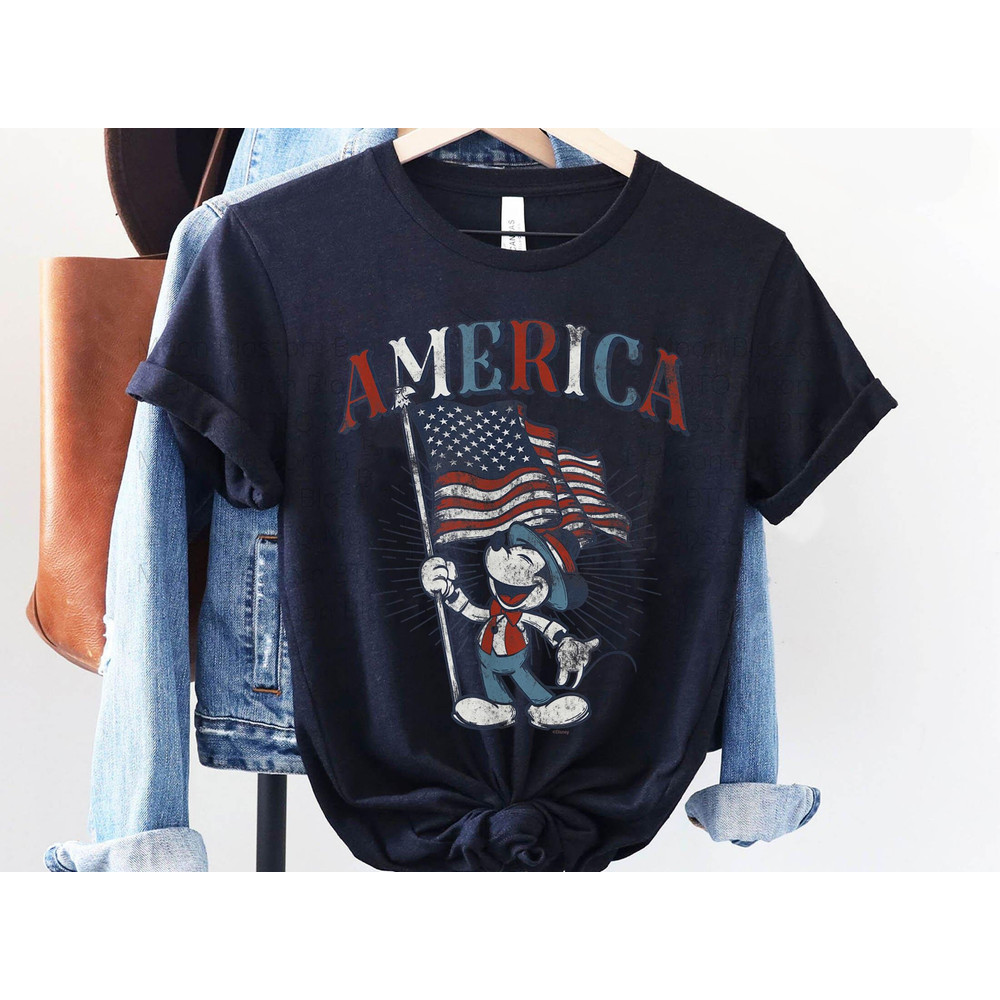Patriotic America Mickey Mouse with Flag Shirt Happy 4Th Of July Disney T-shirt Disney Independence Day Outfits Walt Disney World Trip - 2.jpg