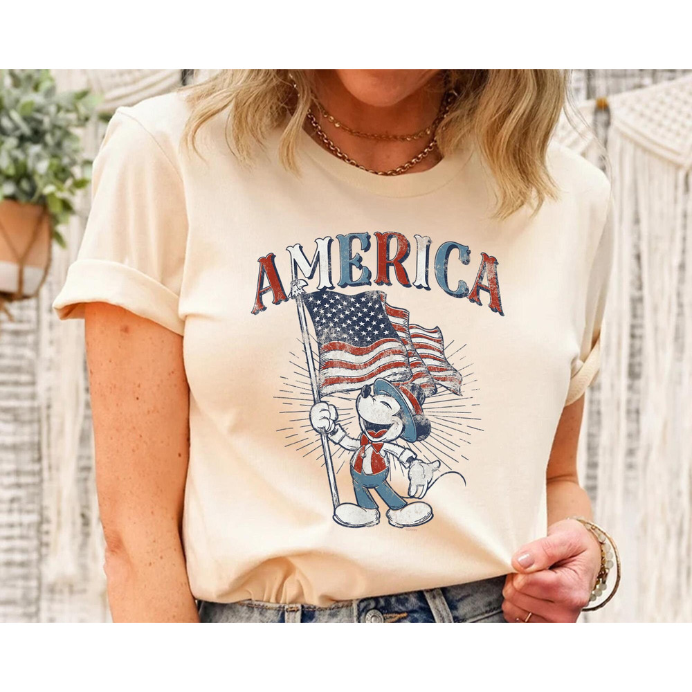 Patriotic America Mickey Mouse with Flag Shirt Happy 4Th Of July Disney T-shirt Disney Independence Day Outfits Walt Disney World Trip - 3.jpg