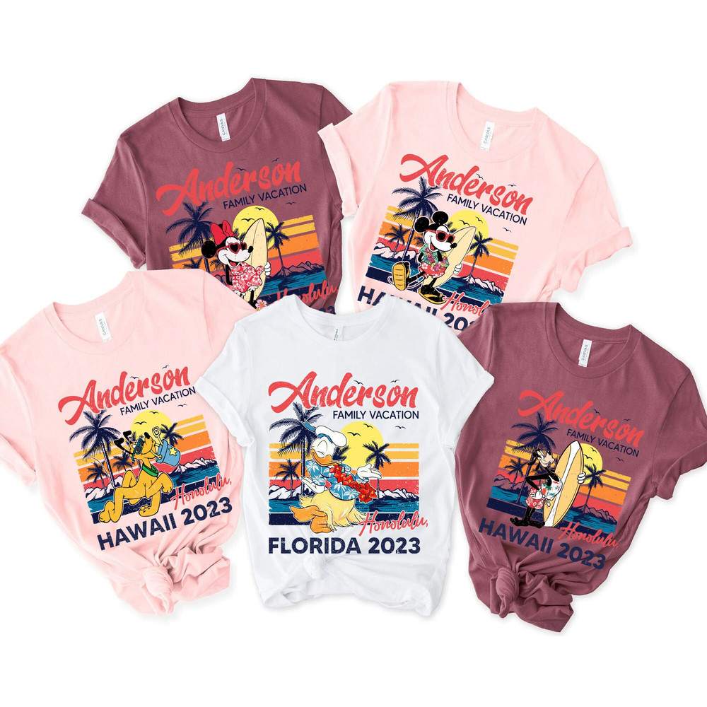 Personalized Retro Mickey And Friends Summer Beach Aloha Shirt Disney Family Matching T-shirt Summer Vacation Tee Disneyland Trip - 1.jpg