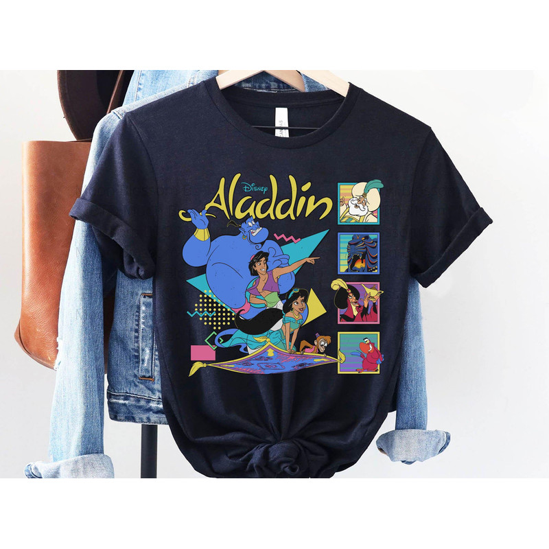 Retro 90s Disney Aladdin Characters Classic Group Shot Shirt  Disney Aladdin Jasmine Genie T-shirt  Disney Birthday  Walt Disney World - 5.jpg