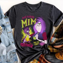 retro mad madam mim tee, disney the sword in the stone villains shirt, disney bi