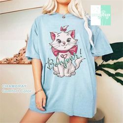 disney the aristocats characters cute marie bonjour shirt, comfort colors, disneyland vacation, unisex t-shirt family bi