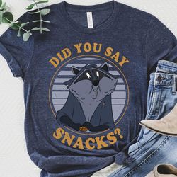 retro meeko raccoon did you say snacks shirt, pocahontas disney tee, magic kingd