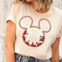 retro mickey & minnies runaway railway shirt, disneyland park tee, walt disney w