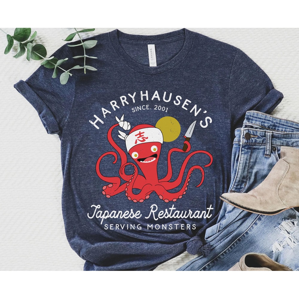 Retro Octopus Chef Harryhausen's Japanese Restaurant Shirt Monsters Inc Disney T-shirt Walt Disney World Shirt Disneyland Trip Outfits - 1.jpg