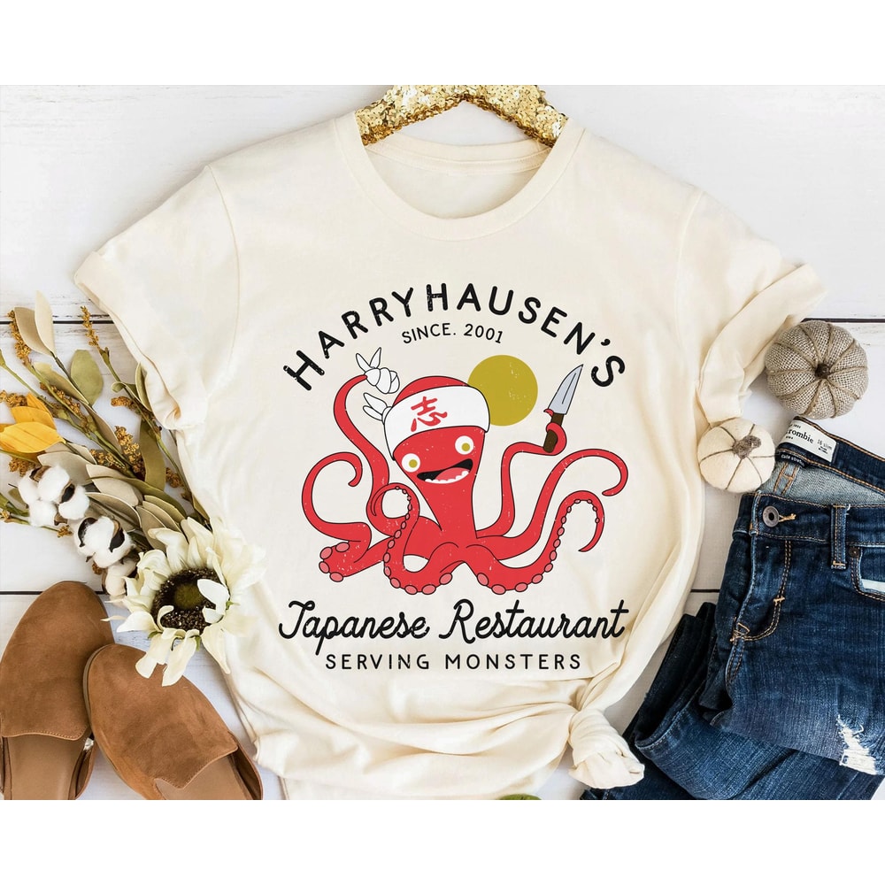 Retro Octopus Chef Harryhausen's Japanese Restaurant Shirt Monsters Inc Disney T-shirt Walt Disney World Shirt Disneyland Trip Outfits - 2.jpg