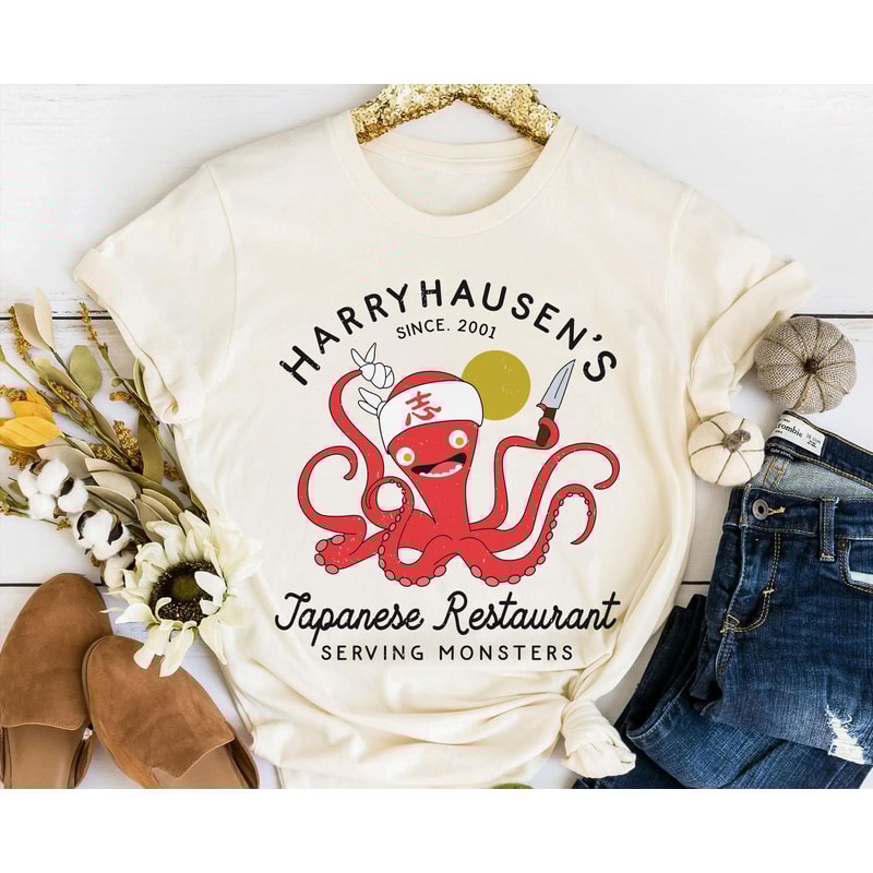 Retro Octopus Chef Harryhausen's Japanese Restaurant Shirt Monsters Inc Disney T-shirt Walt Disney World Shirt Disneyland Trip Outfits - 2.jpg