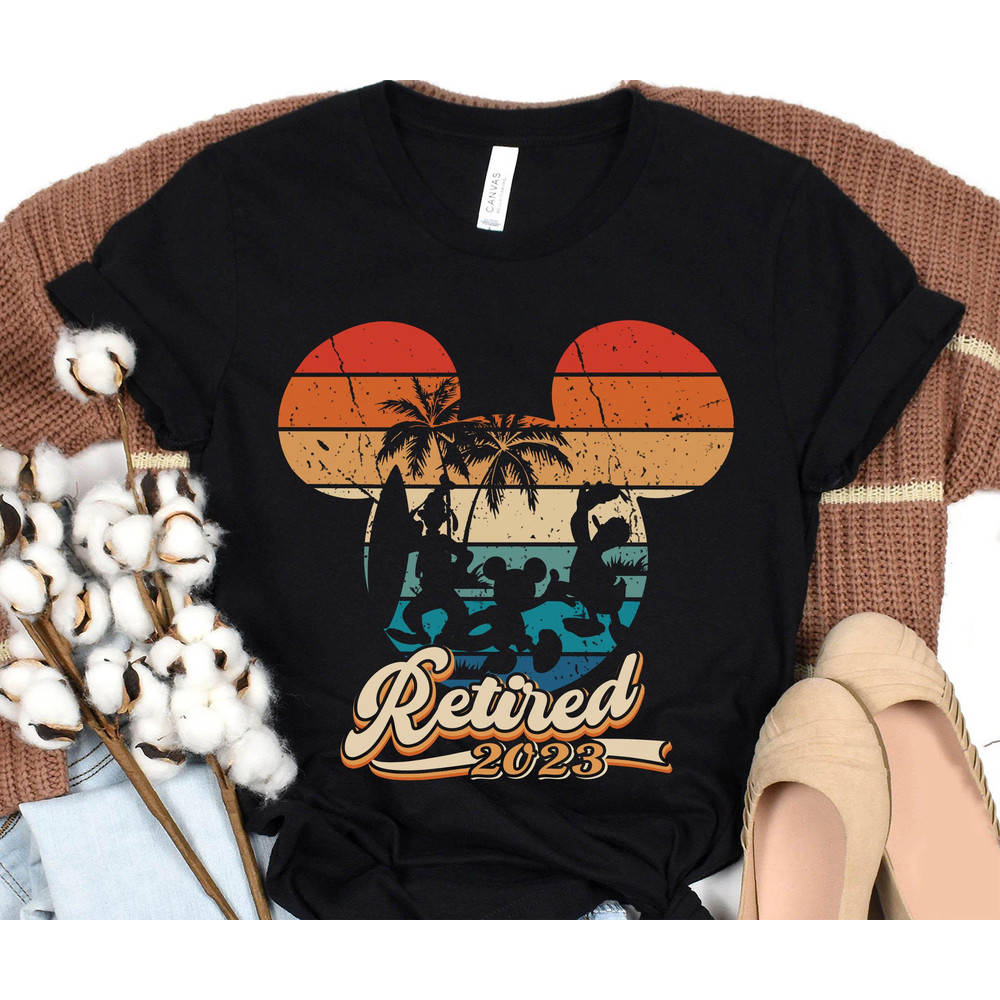 Retro Sunset Retired 2023 Mickey and Friends Shirt Disney Retirement T-shirt Walt Disney World Tee Funny Disneyland Vacation Trip - 2.jpg