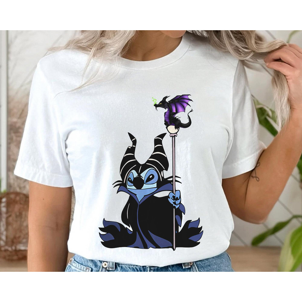 Stitch Cosplay Maleficent Murphy Dragon Shirt Evil Fairy Stitch Sleeping Beauty T-shirt Fantasmic Disneyland Family Vacation Trip - 1.jpg