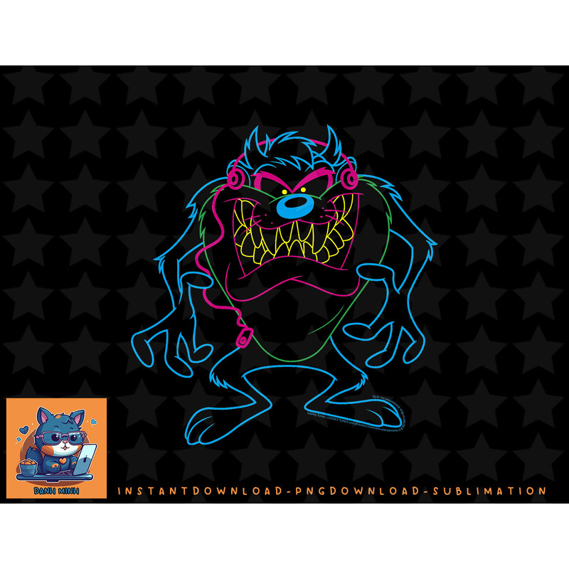 Looney Tunes Taz Neon Outline png, sublimation, digital download.jpg