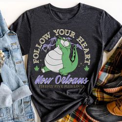 the princess and the frog firefly five shirt, louis trumpet alligator tee, walt