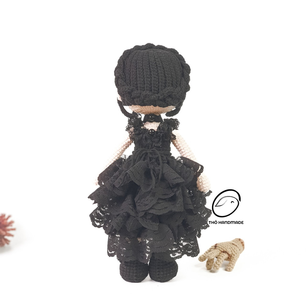 Wednesday Addams & Thing crochet amugurumi, crochet wednsday doll, gothic doll, handmade doll, amigurumi horror, amigurumi wednesday addams..jpg
