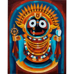 Jagannath Painting Indian Original Art Spiritual Artwork Yoga Decor Oil Canvas 16 by 20 inches ARTbyAnnaSt