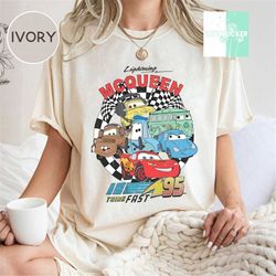 retro lightning mcqueen shirt, disney cars shirts, cars theme birthday shirt, disney pixar shirt, kids disney shirt, dis