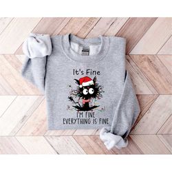 it's fine i'm fine everything is fine sweatshirt, everything is fine sweatshirt, funny christmas, christmas sweatshirt,