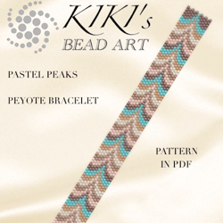 Pastel peaks stylish bargello like skinny peyote bracelet pattern, peyote pattern design in  PDF - instant download