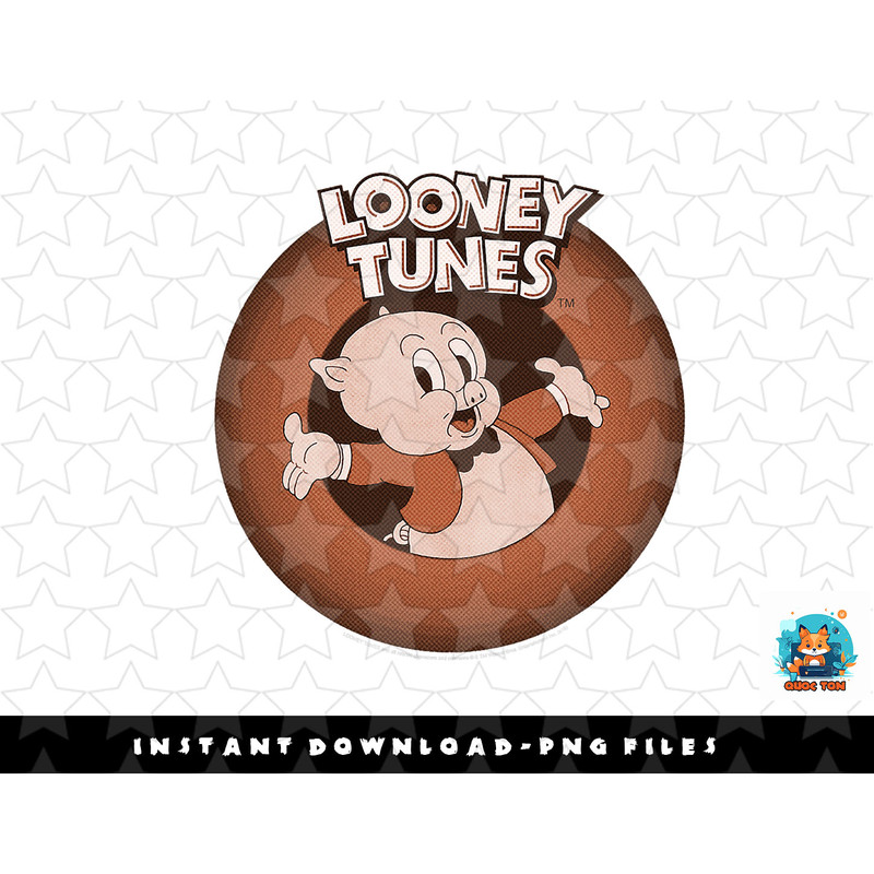 Looney Tunes Porky Pig Classic Circle Portrait png, sublimation, digital download.jpg