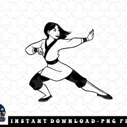 disney mulan mulan simple black outline fighting stance png, sublimation, digital download